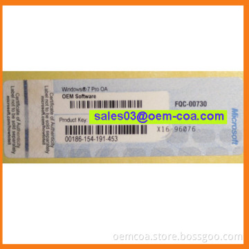 Windows 7 Pro COA Label Sticker OEM Computer Software